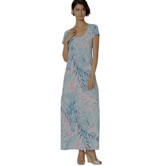 Lilly Pulitzer Wynne Short Sleeve Stretch Jersey Knit Maxi Dress Women’s Small - Picture 3 of 12